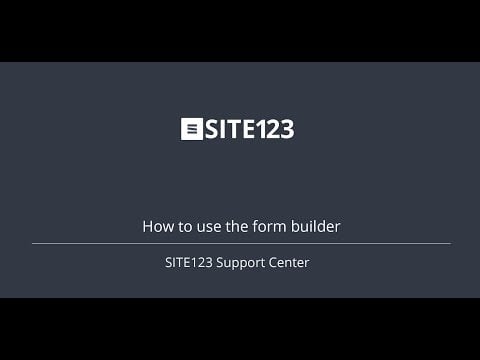SITE123 - How to use the form builder