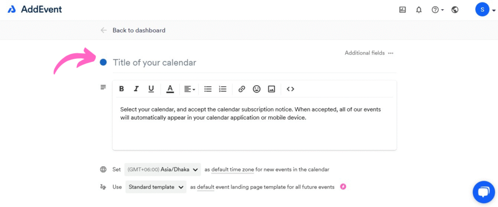 AddEvent Calender Creation