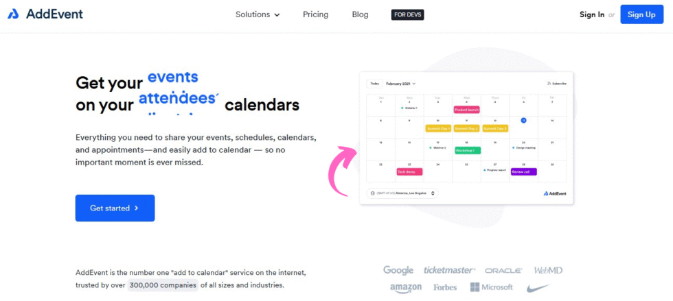 AddEvent homepage