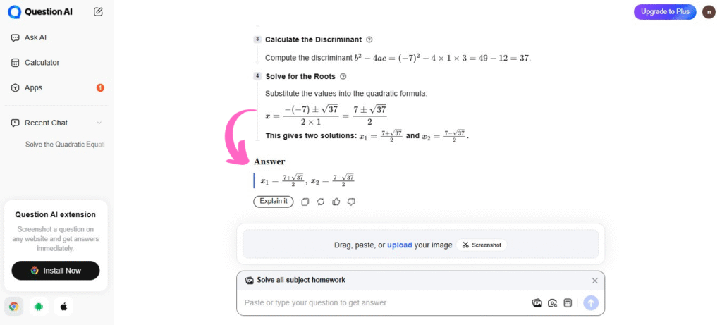 Question AI Fast Math Solution