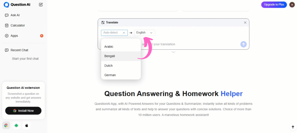 Question AI Multilingual Translation