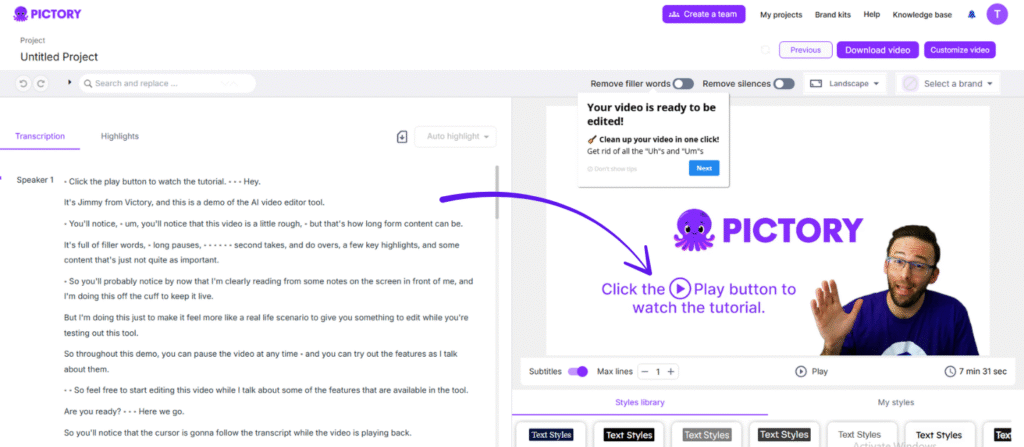 pictory ai ai video editor