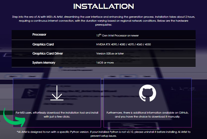 MSI AI Artist Easy Installation