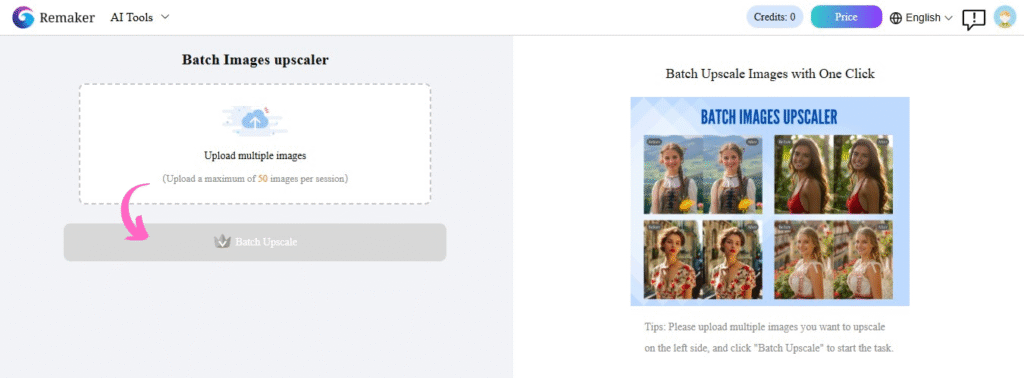Remaker AI Batch Image Upscaler