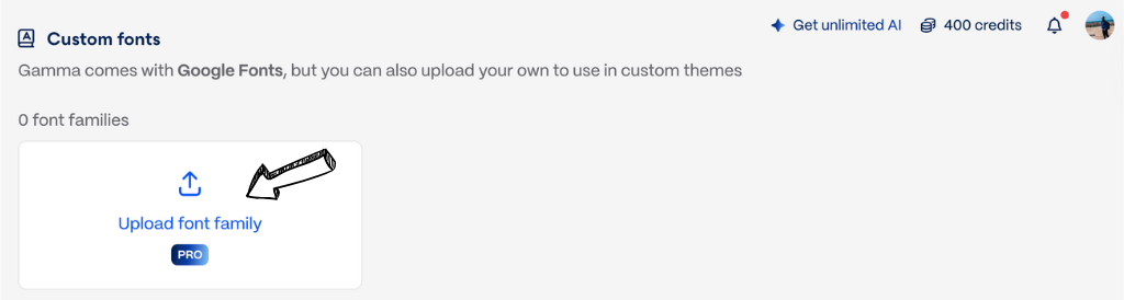 Gamma AI font customizer