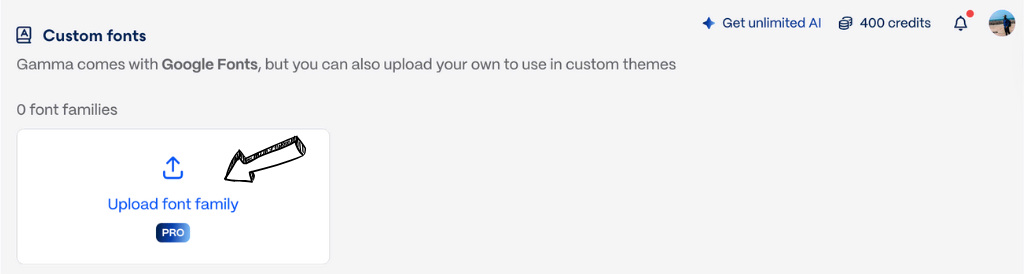 Gamma AI font customizer