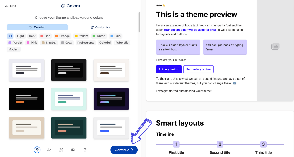 Gamma AI theme builder