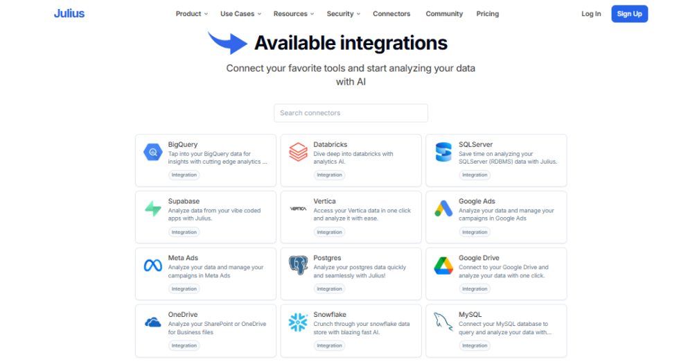 Julius AI Data Connectors Image