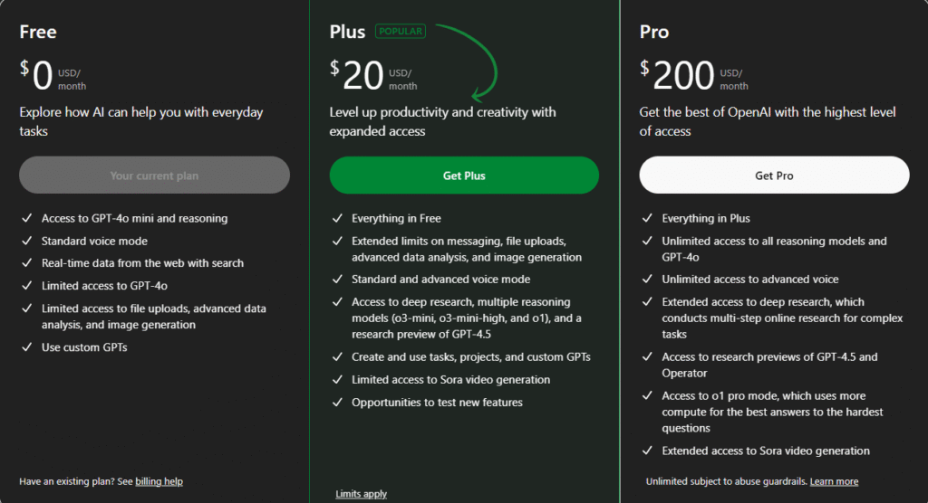 chatgpt pricing