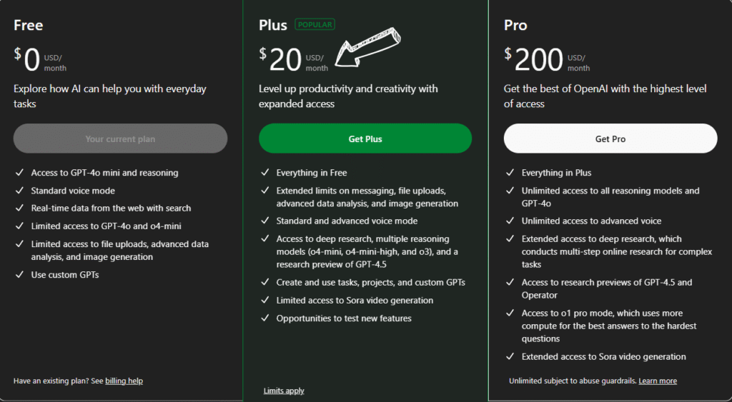 chatgpt pricing