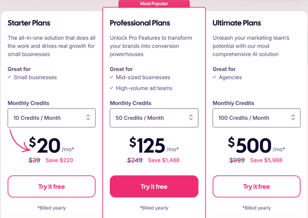 Adcreative AI Pricing