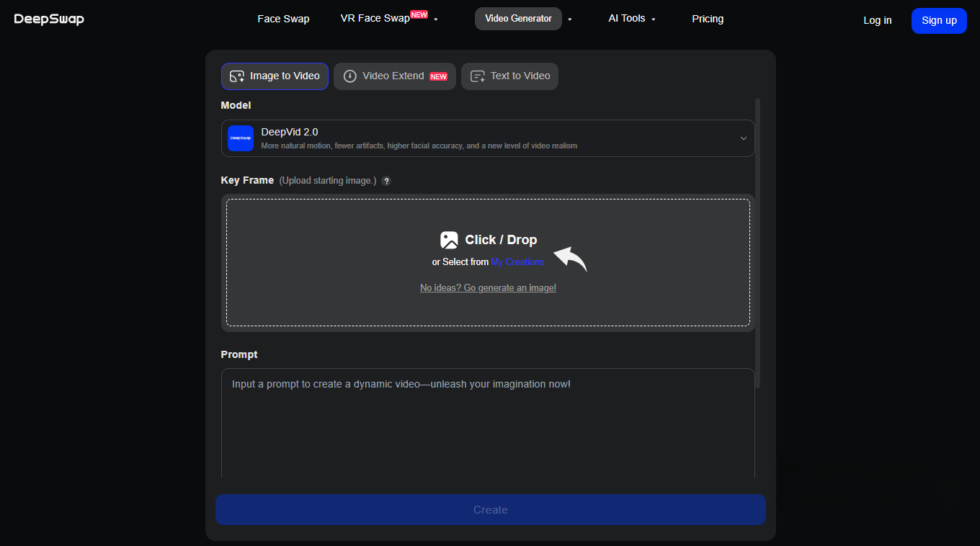 DeepSwap AI Image to Video Generator Image
