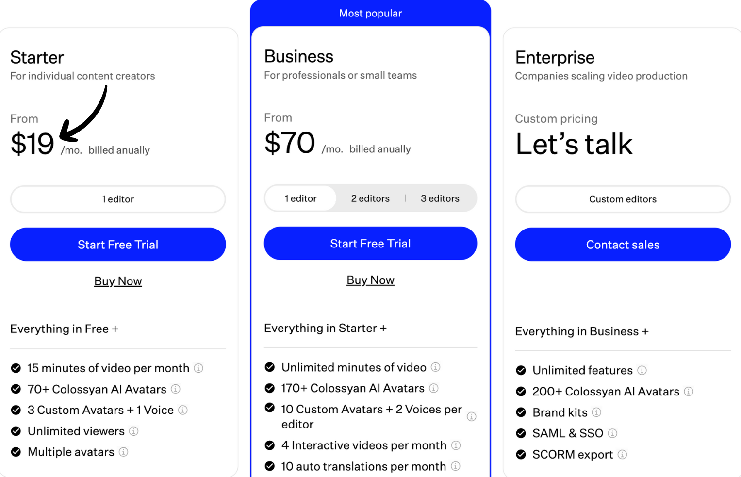 colossyan pricing