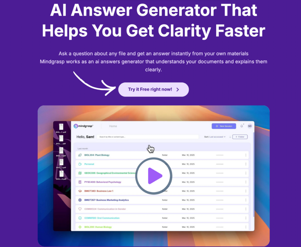 mindgrasp AI Answer Generator