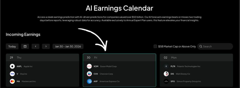 Intellectia AI Earnings Calendar Image