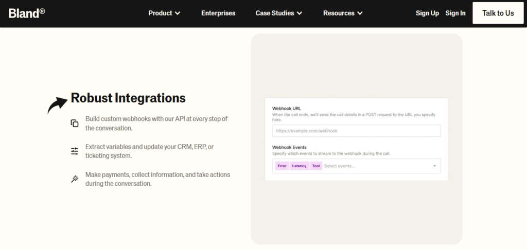 Bland AI Advance Integrations