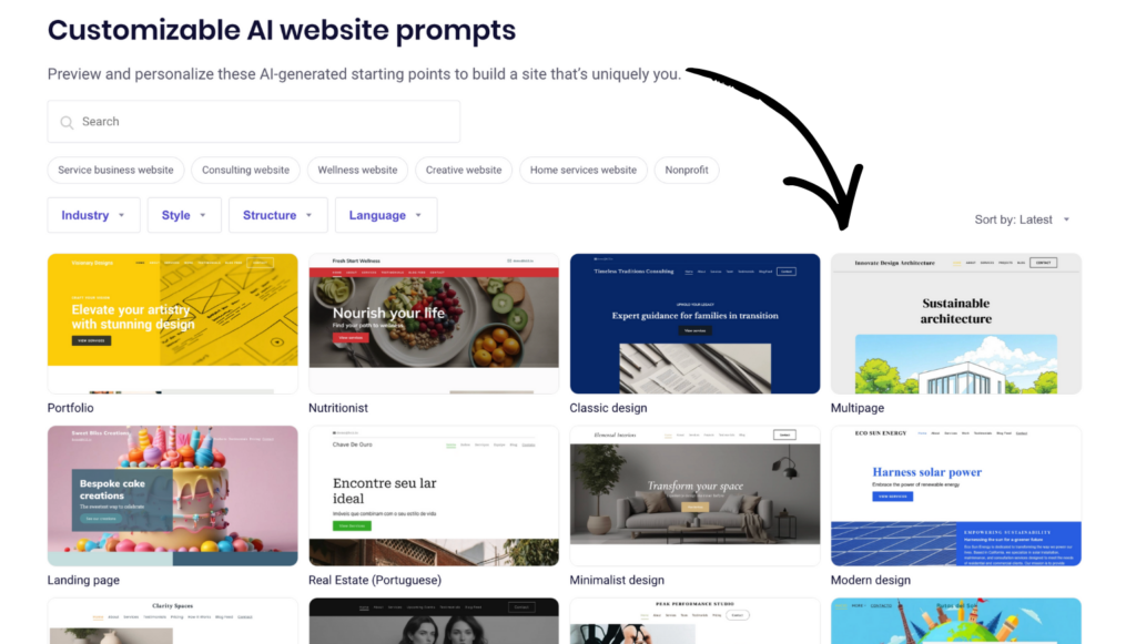 b12 Customizable AI website prompts