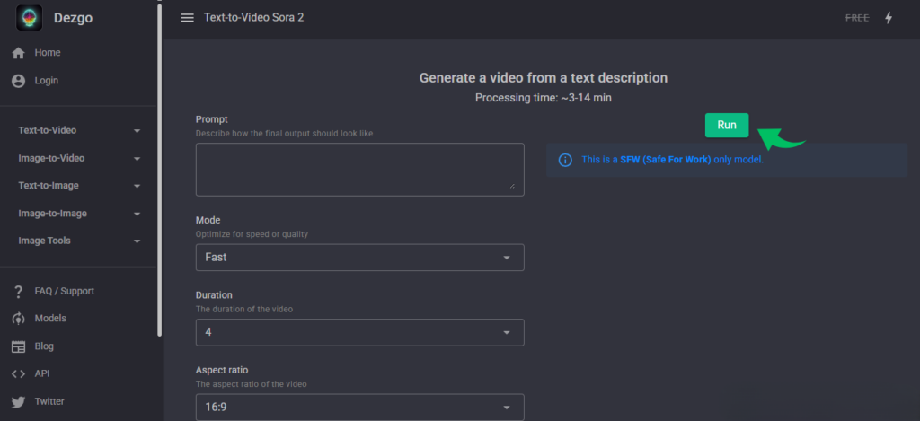 Dezgo AI Text to Video
