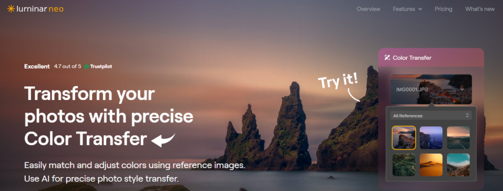Luminar Neo AI Photo Color Transfer Image