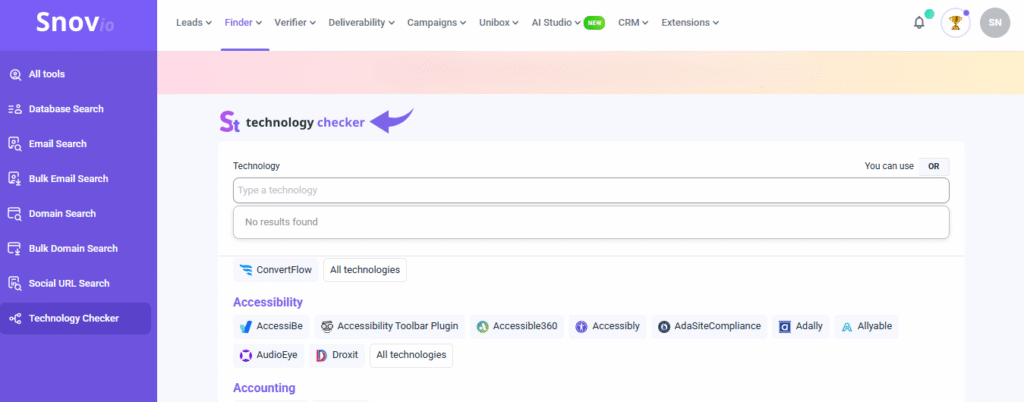 Snov Technology Checker