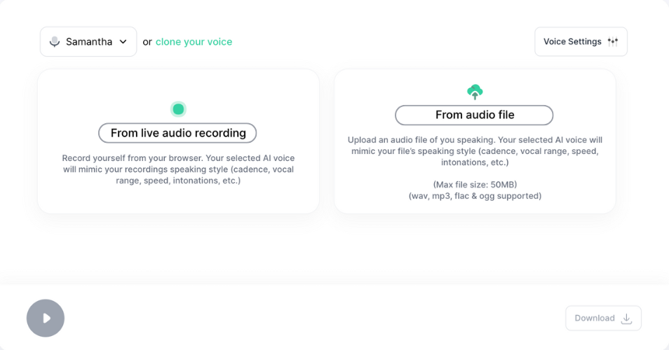 Speech to speech using resemble ai