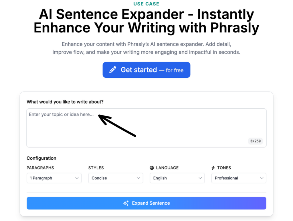 phrasly ai sentence expander