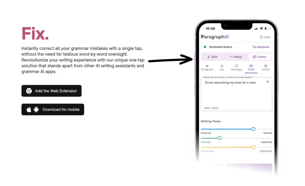 Paragraph AI Grammar Mistake Fixer Image