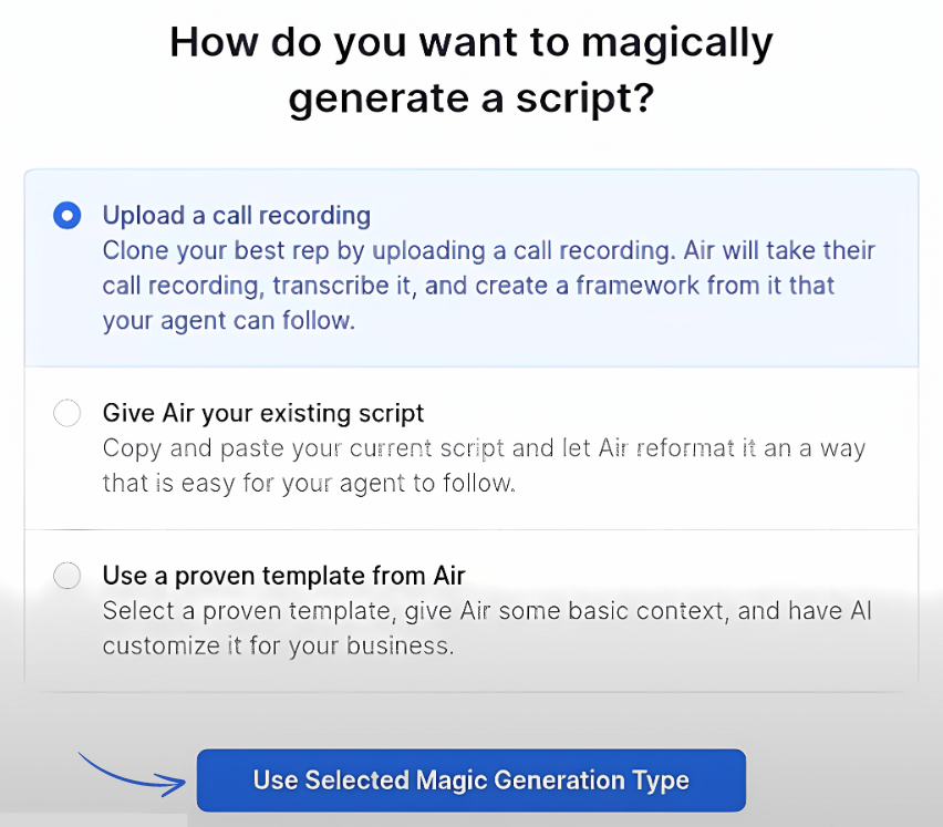 Script generation using Air AI