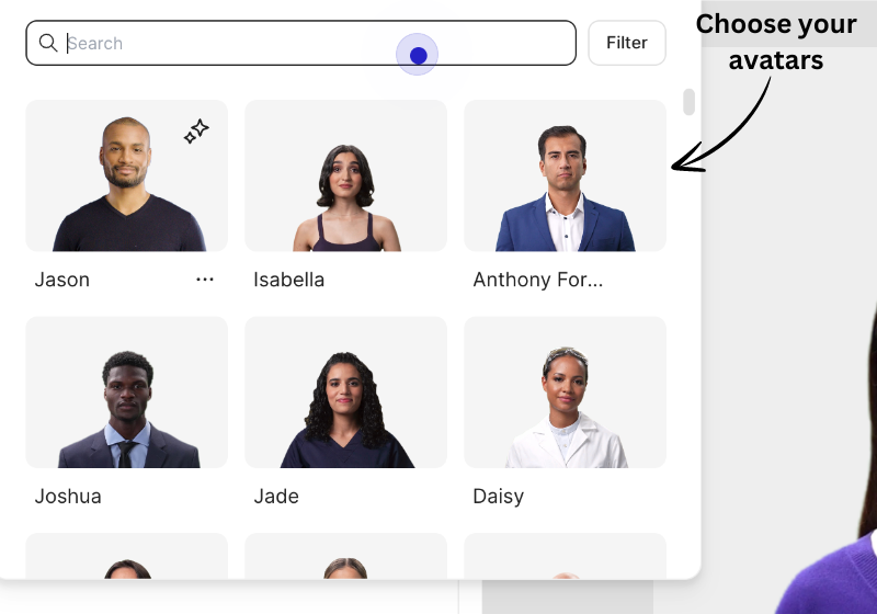 Choose your avatars with Colossyan