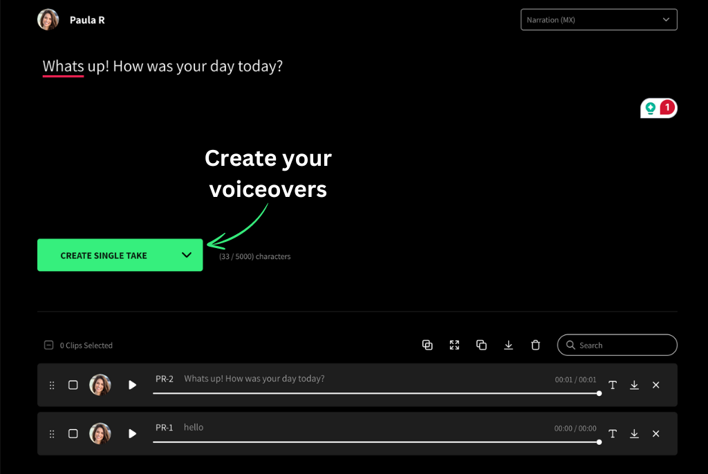 Create your voiceovers