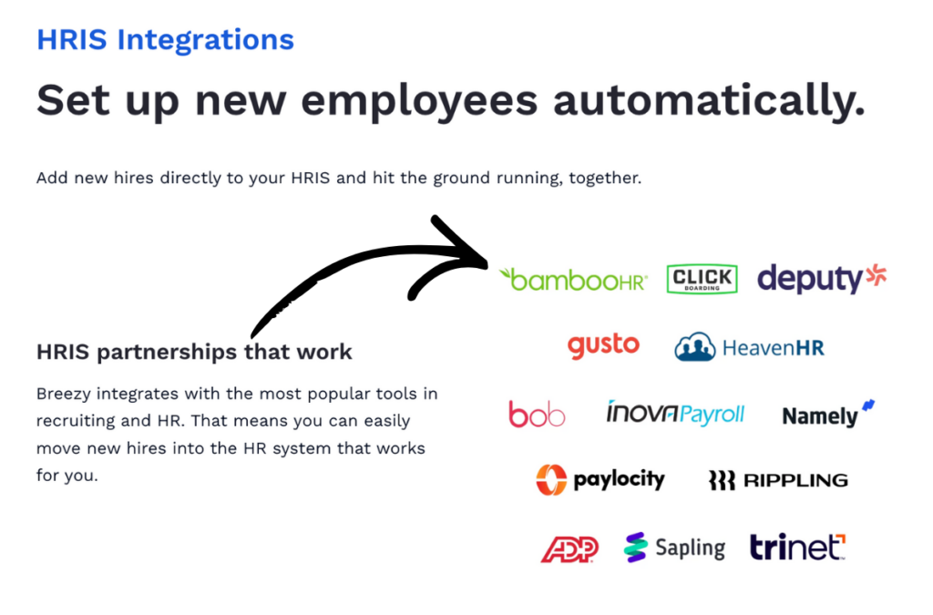 breezy hr HRIS Integrations
