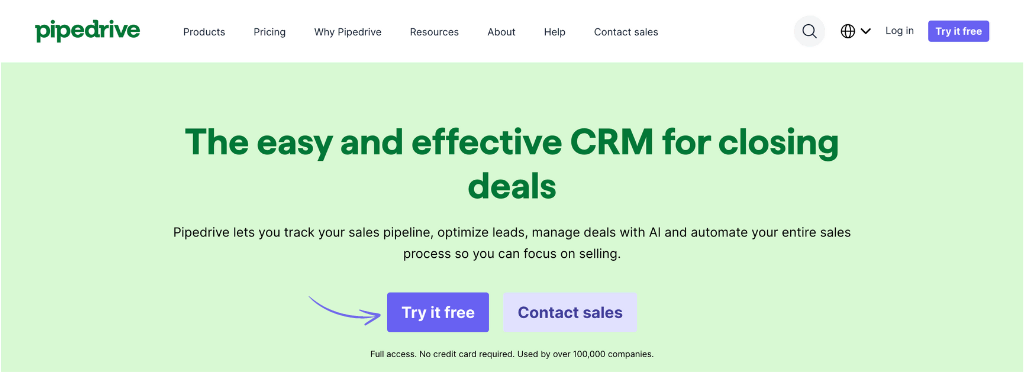 Pipedrive Homepage