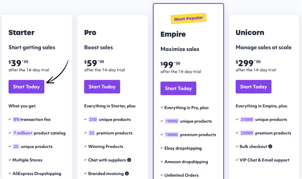 Pricing of spocket