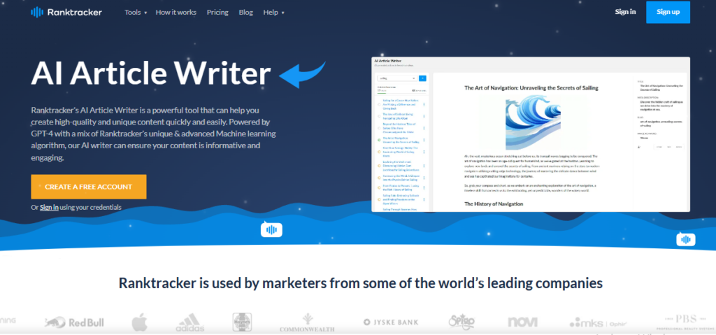 Ranktracker AI Article Writer