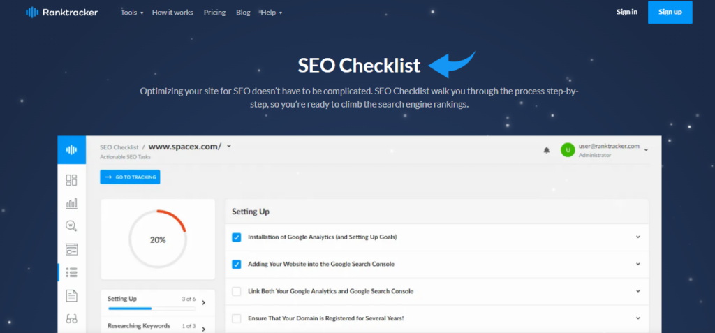 Ranktracker SEO Checklist
