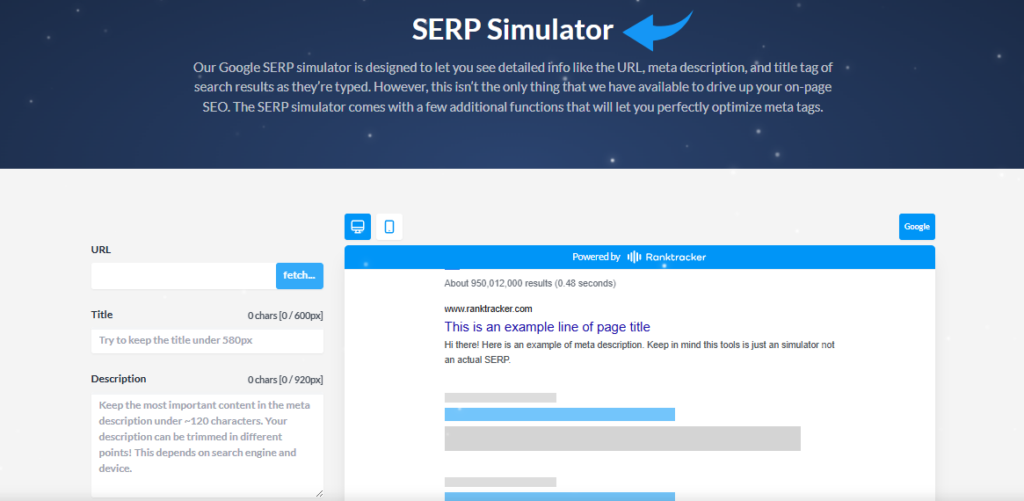 Ranktracker SERP Simulator