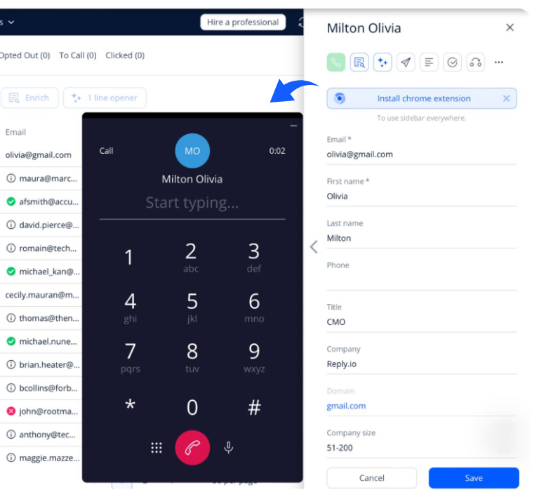Reply iO Built-in Dialer