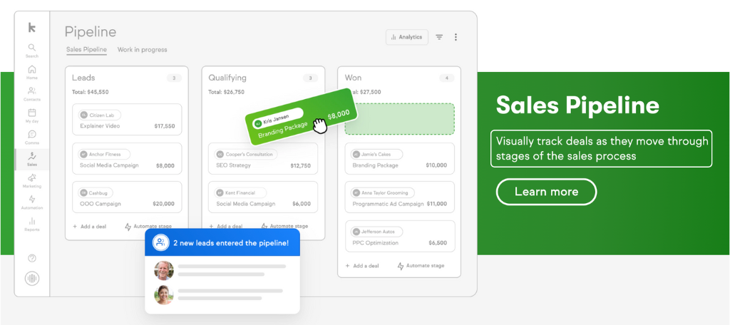 Sales pipeline for Keap CRM