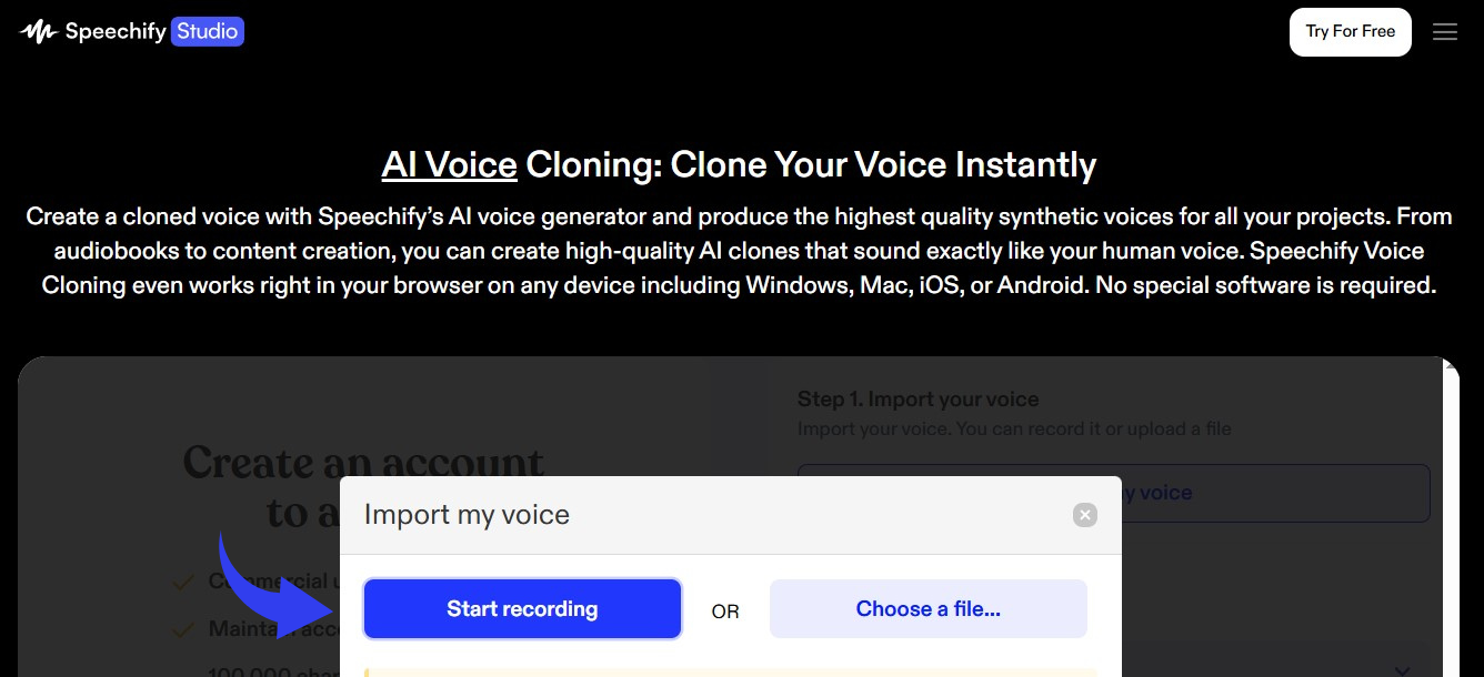 Speechify AI Voice Cloning