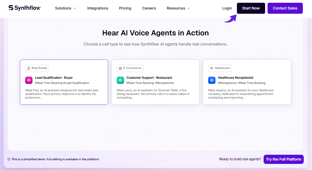 Synthflow AI Voice Agents