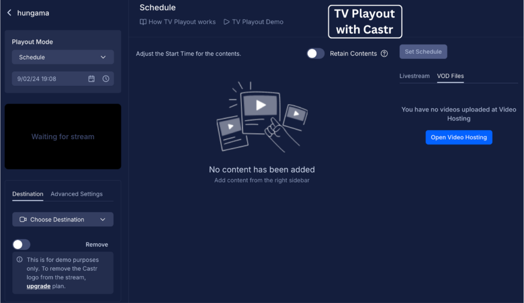 TV Playout with Castr