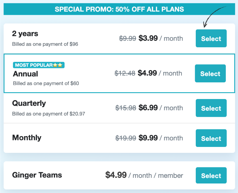 Ginger Pricing