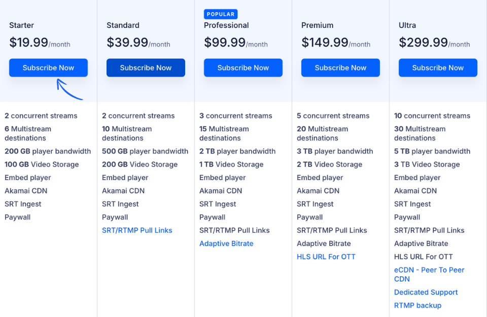 Castr Pricing