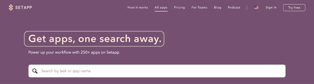 Search apps using Setapp