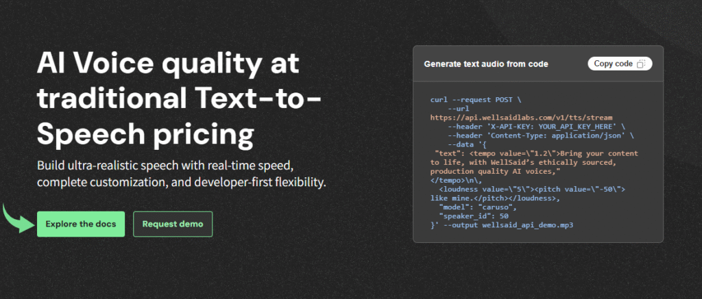WellSaid Labs para constructores