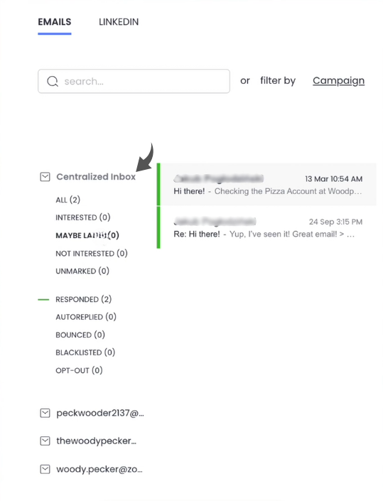 Woodpecker Centralized Inbox