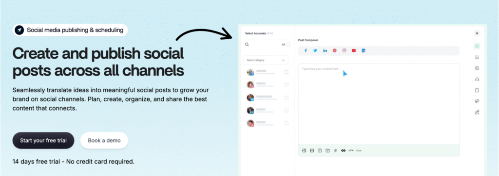content studio Social media publishing & scheduling.