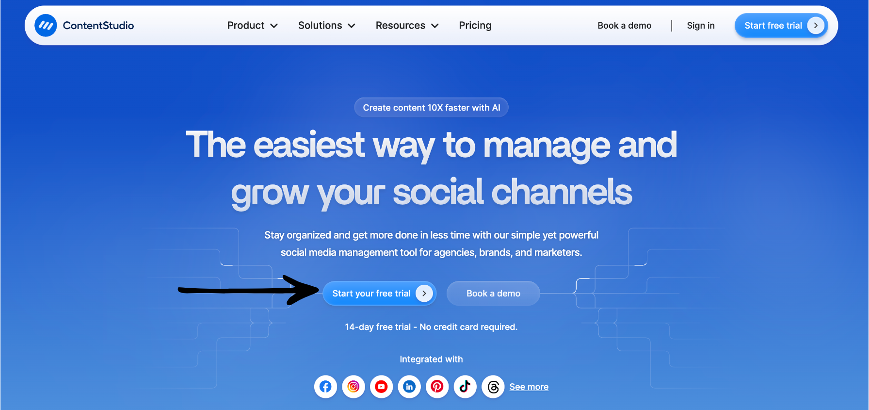 content studio homepage