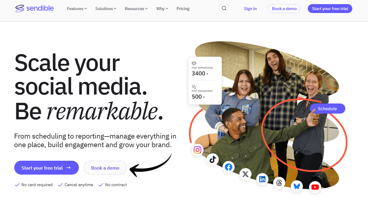 sendible homepage