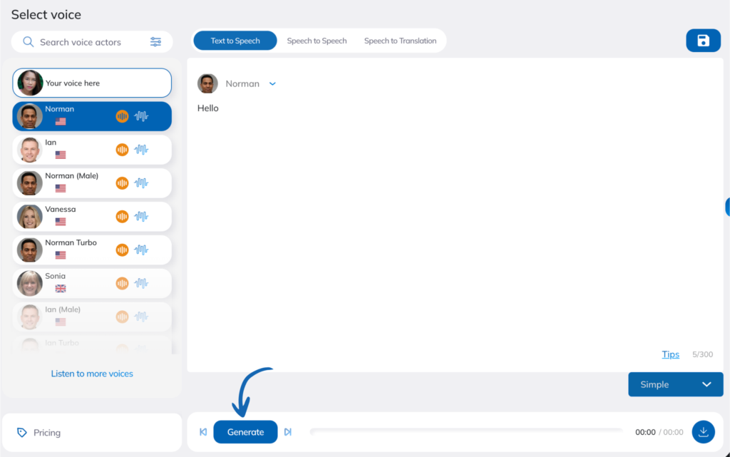 Generate AI Voice with Synthesys